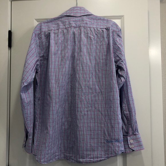 English Laundry Men's Button Up Shirt Large Striped Blue and‎ Pink - Picture 5 of 7